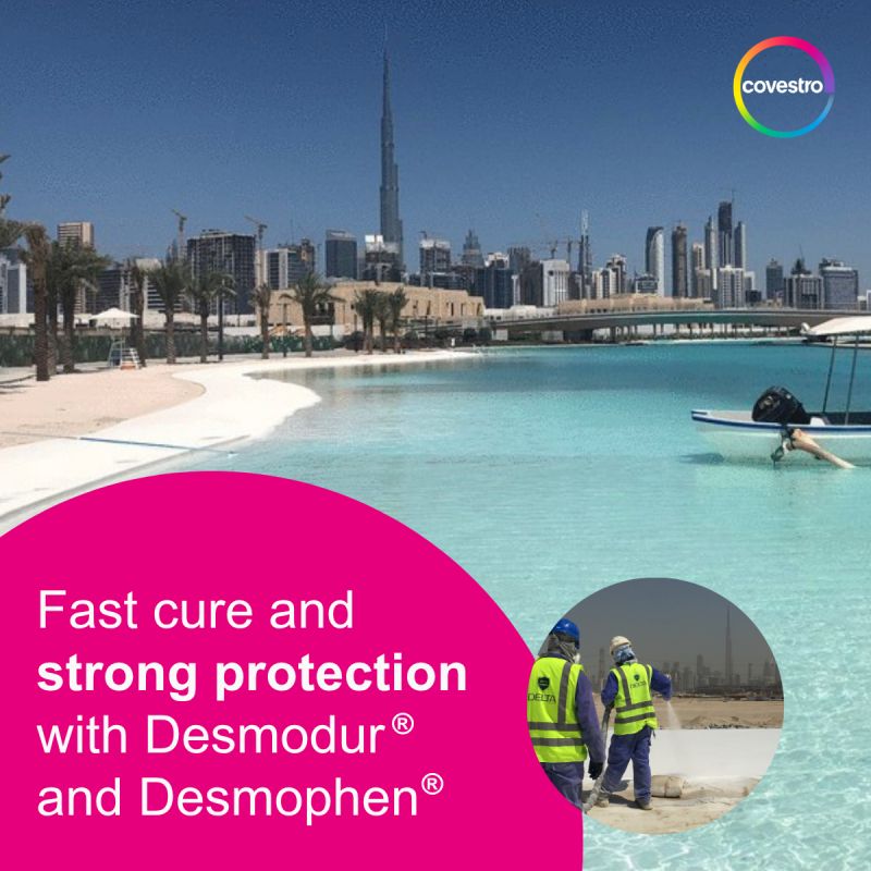 DELTA Coatings’ work on one of Dubai’s largest man-made lagoons featured by Covestro.